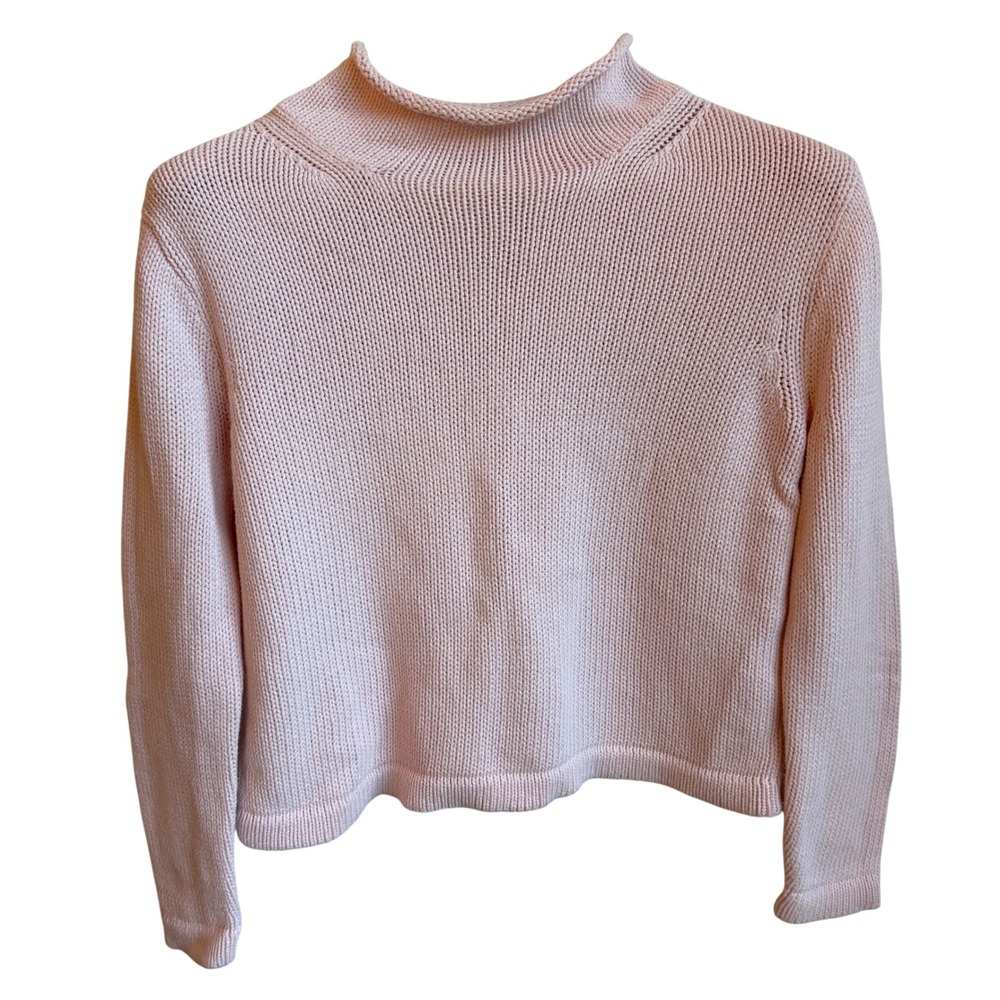 J. Crew Always Oarsman Roll Neck Sweater Women's M Pink Cotton Preppy